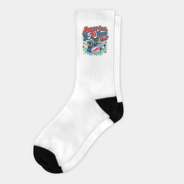 America 250 Years Bruh Funny Patriotic Duck 1776-2026 Socks