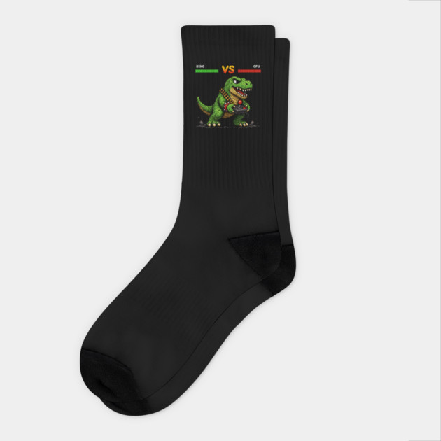 Pixeled Dinosaur with Joystick - funny Socks