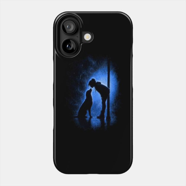 Girl And Her Dog In The Rain Phone Case