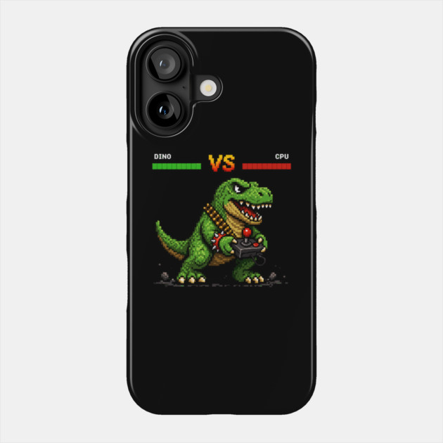 Pixeled Dinosaur with Joystick - funny Phone Case