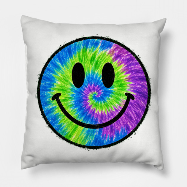 Tye Dye Smiley Face Pillow