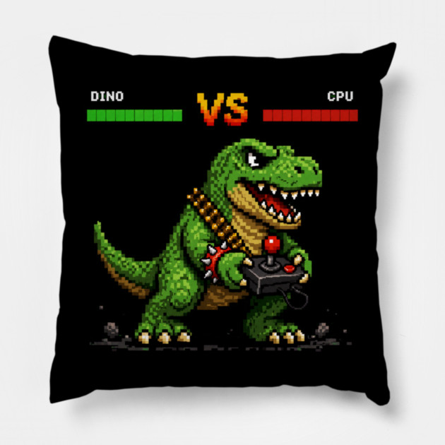 Pixeled Dinosaur with Joystick - funny Pillow
