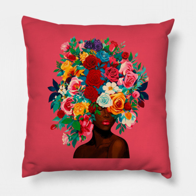 Girl with Flower Headdress Pillow