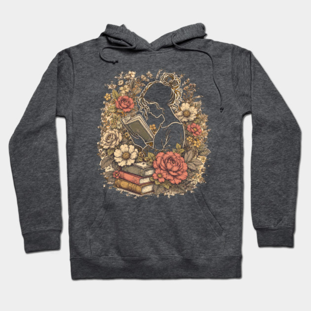 Vintage Floral Bookworm Aesthetic Hoodie