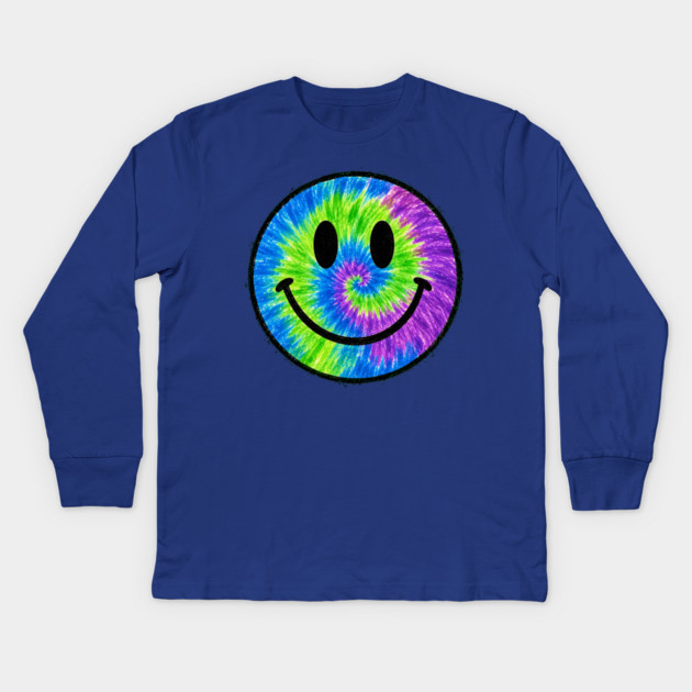 Tye Dye Smiley Face Kids Long Sleeve T-Shirt