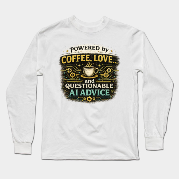 Powered by Coffee, Love, and Questionable AI Advice Long Sleeve T-Shirt