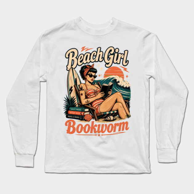 Beach Girl Bookworm Long Sleeve T-Shirt