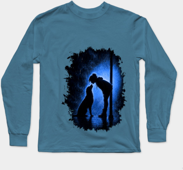 Girl And Her Dog In The Rain Long Sleeve T-Shirt
