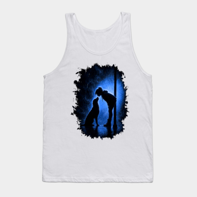 Girl And Her Dog In The Rain Tank Top