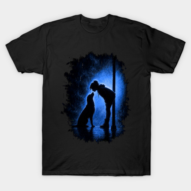 Girl And Her Dog In The Rain T-Shirt
