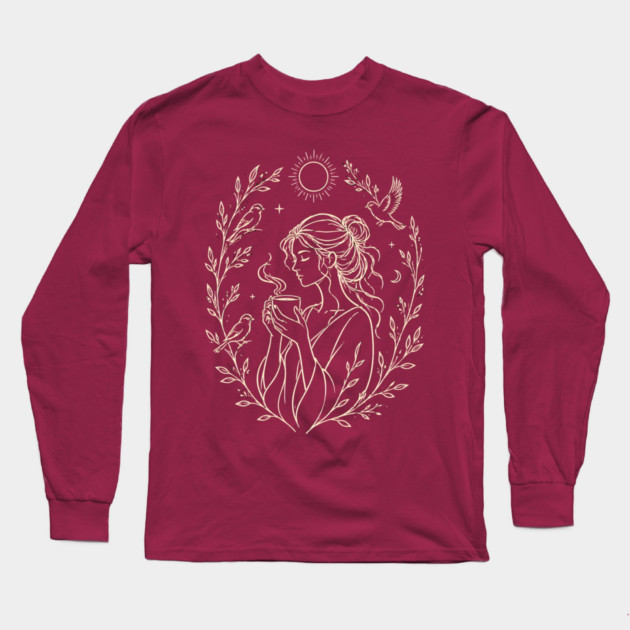 Drinking My Morning Coffee With The Birds Long Sleeve T-Shirt
