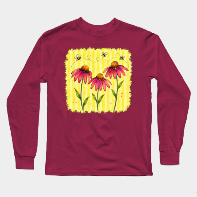 Coneflower with Stripes Long Sleeve T-Shirt