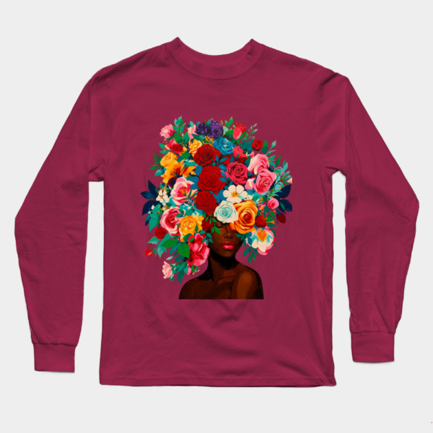 Girl with Flower Headdress Long Sleeve T-Shirt