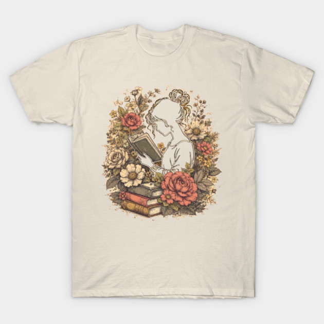 Vintage Floral Bookworm Aesthetic T-Shirt