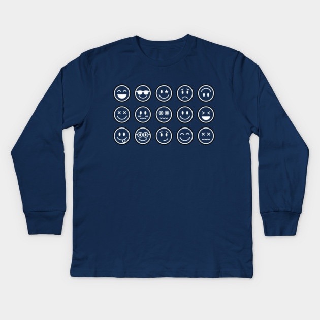 Emoji Faces Kids Long Sleeve T-Shirt