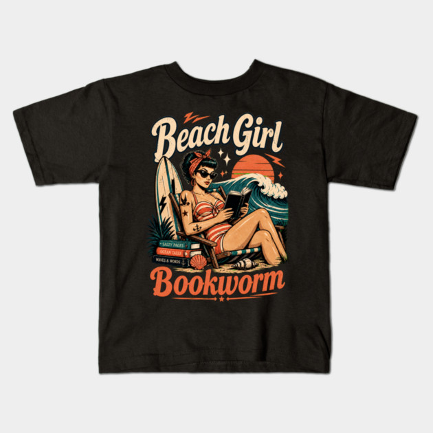 Beach Girl Bookworm Kids T-Shirt