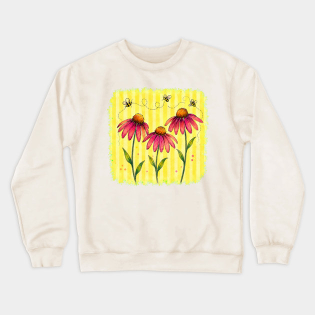 Coneflower with Stripes Crewneck Sweatshirt