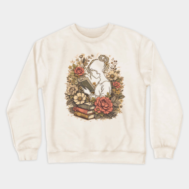 Vintage Floral Bookworm Aesthetic Crewneck Sweatshirt