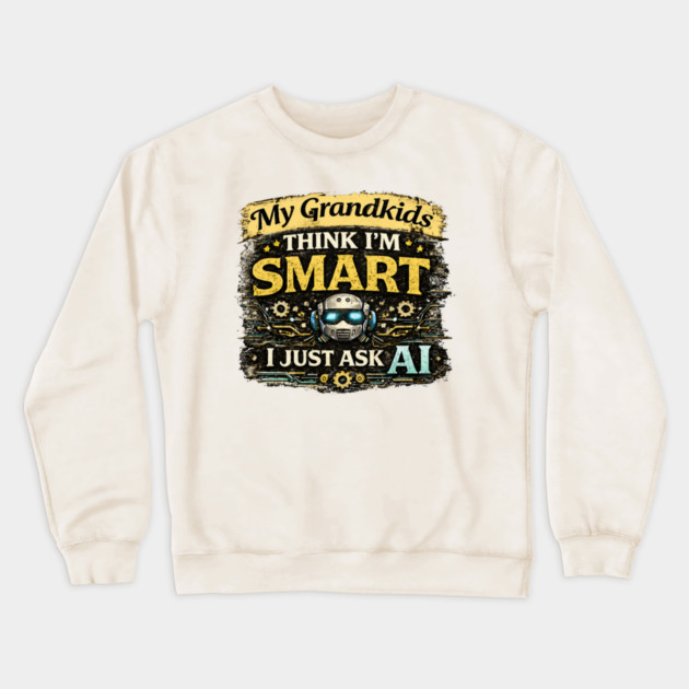 My Grandkids Think I'm Smart, I Just Ask AI - Funny Crewneck Sweatshirt