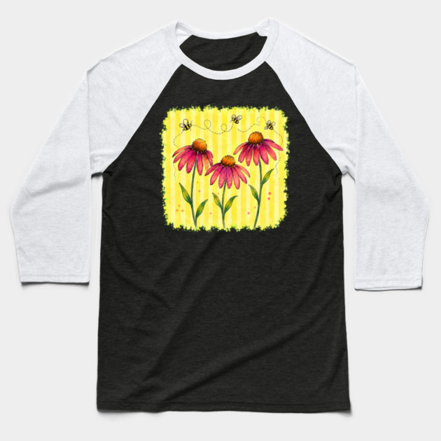 Coneflower with Stripes Baseball T-Shirt