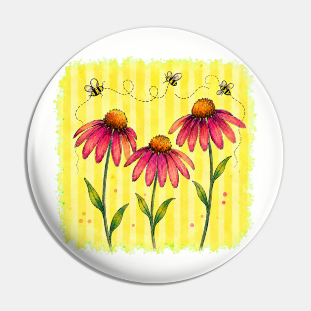 Coneflower with Stripes Pin