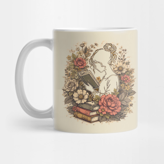 Vintage Floral Bookworm Aesthetic Mug