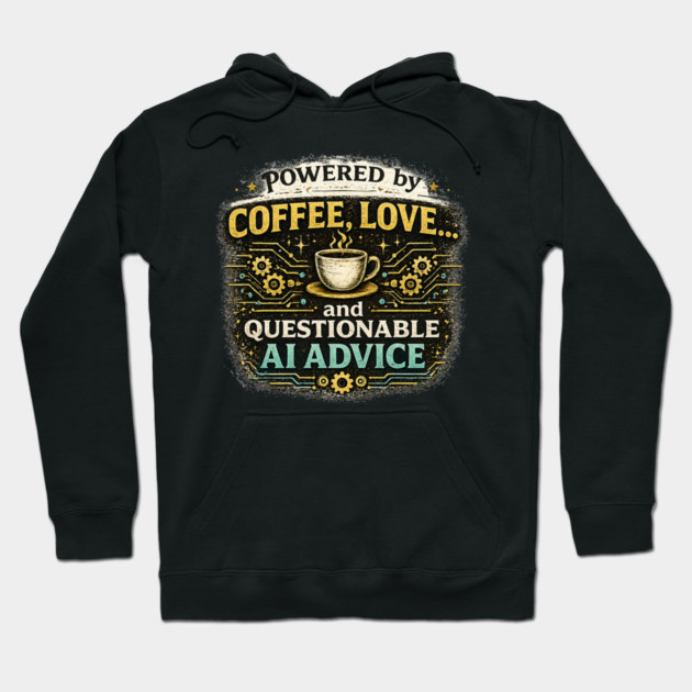 Powered by Coffee, Love, and Questionable AI Advice Hoodie
