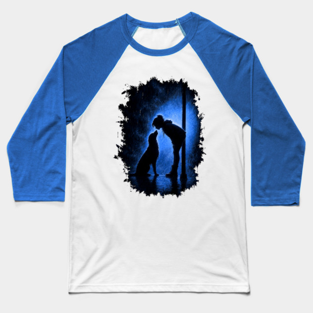 Girl And Her Dog In The Rain Baseball T-Shirt
