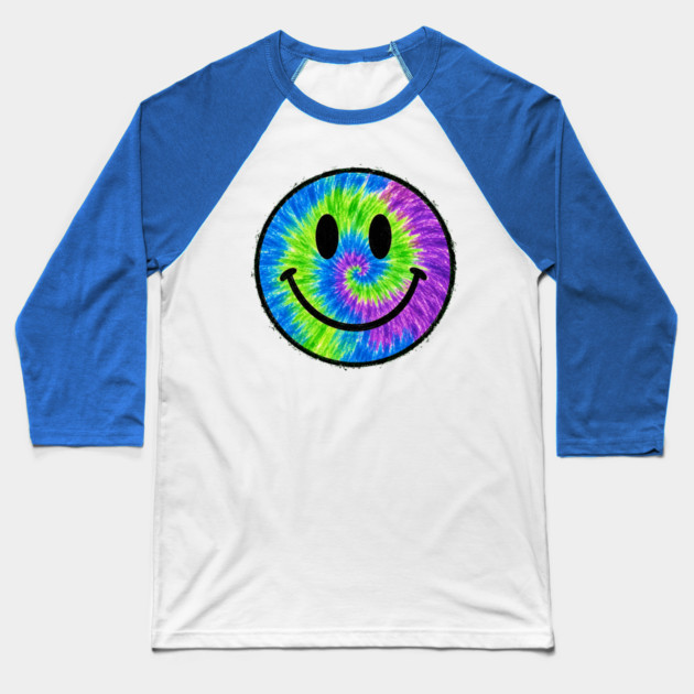 Tye Dye Smiley Face Baseball T-Shirt