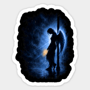 Angel with Cross Sticker