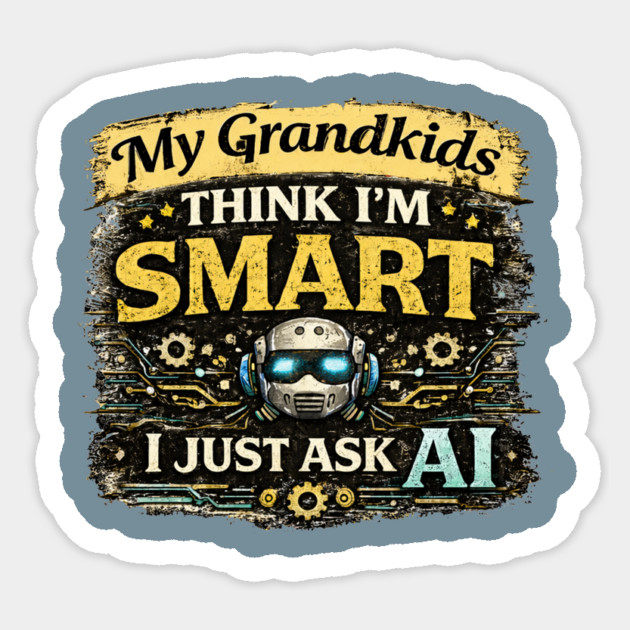 My Grandkids Think I'm Smart, I Just Ask AI - Funny Sticker - Image 3