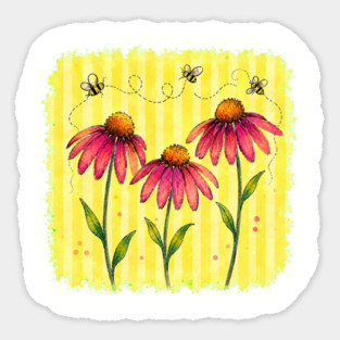 Coneflower with Stripes Sticker
