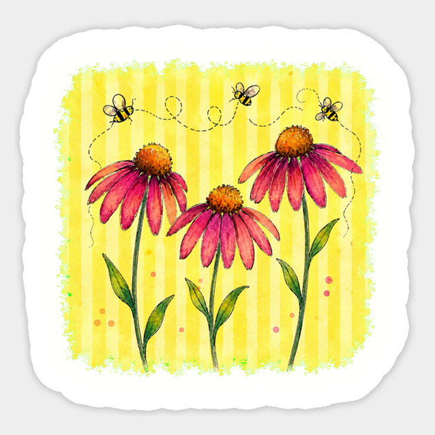 Coneflower with Stripes Sticker - Image 3