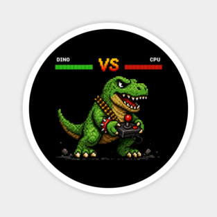 Pixeled Dinosaur with Joystick - funny Magnet