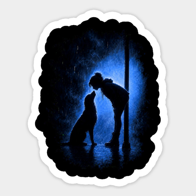 Girl And Her Dog In The Rain Magnet - Image 3