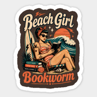Beach Girl Bookworm Magnet