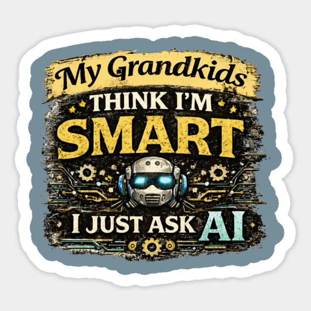 My Grandkids Think I'm Smart, I Just Ask AI - Funny Magnet - Image 3