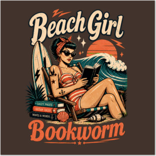 Beach Girl Bookworm Posters and Art