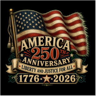America 250th Anniversary - Liberty And Justice For All Posters and Art