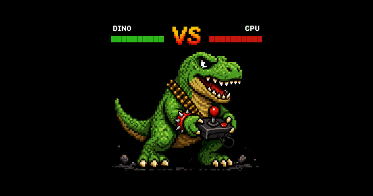 Pixeled Dinosaur with Joystick - funny Tapestry - Image 2