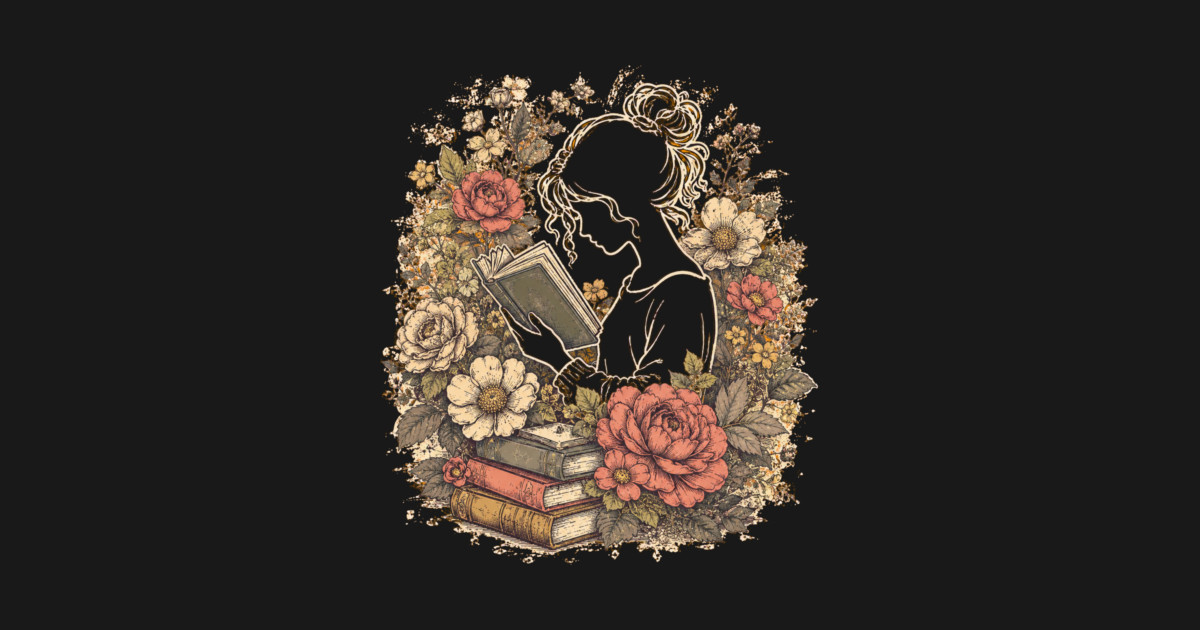 Vintage Floral Bookworm Aesthetic Kids Long Sleeve T-Shirt - Image 2