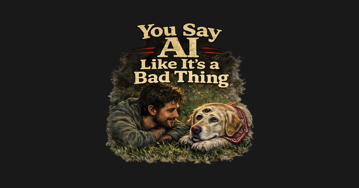You Say AI Like It’s a Bad Thing – AI Dog & Man’s Best Friend Kids T-Shirt - Image 2