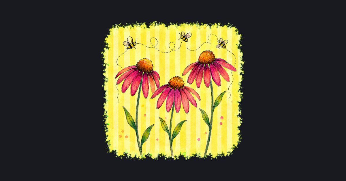 Coneflower with Stripes Baseball T-Shirt - Image 2