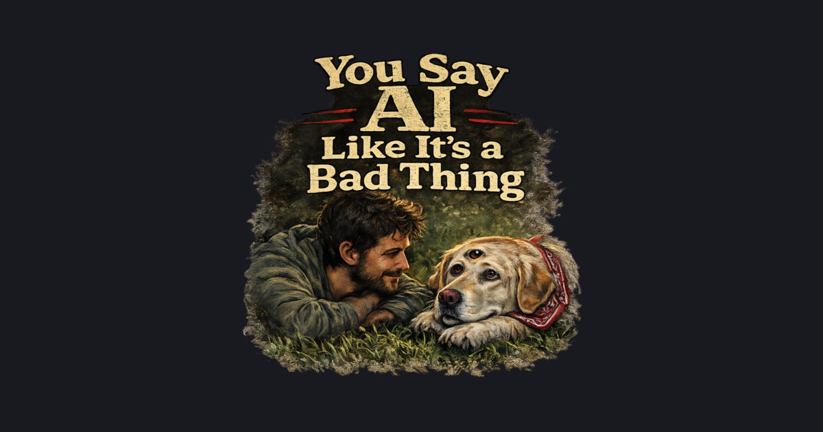 You Say AI Like It’s a Bad Thing – AI Dog & Man’s Best Friend Baseball T-Shirt - Image 2