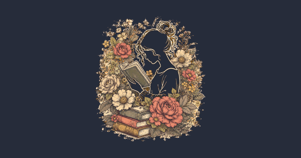 Vintage Floral Bookworm Aesthetic Tank Top - Image 2