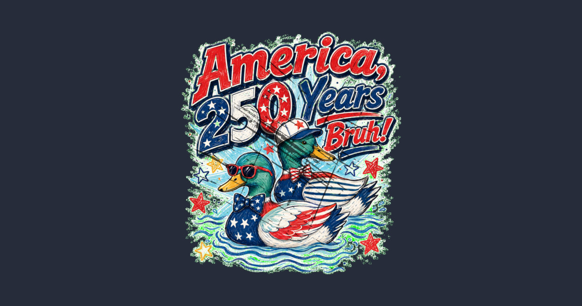 America 250 Years Bruh Funny Patriotic Duck 1776-2026 Kids Long Sleeve T-Shirt - Image 2