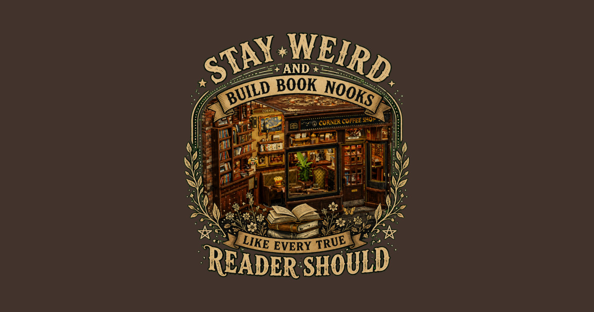 Stay Weird and Build Book Nooks Like Every True Reader Should T-Shirt - Image 2