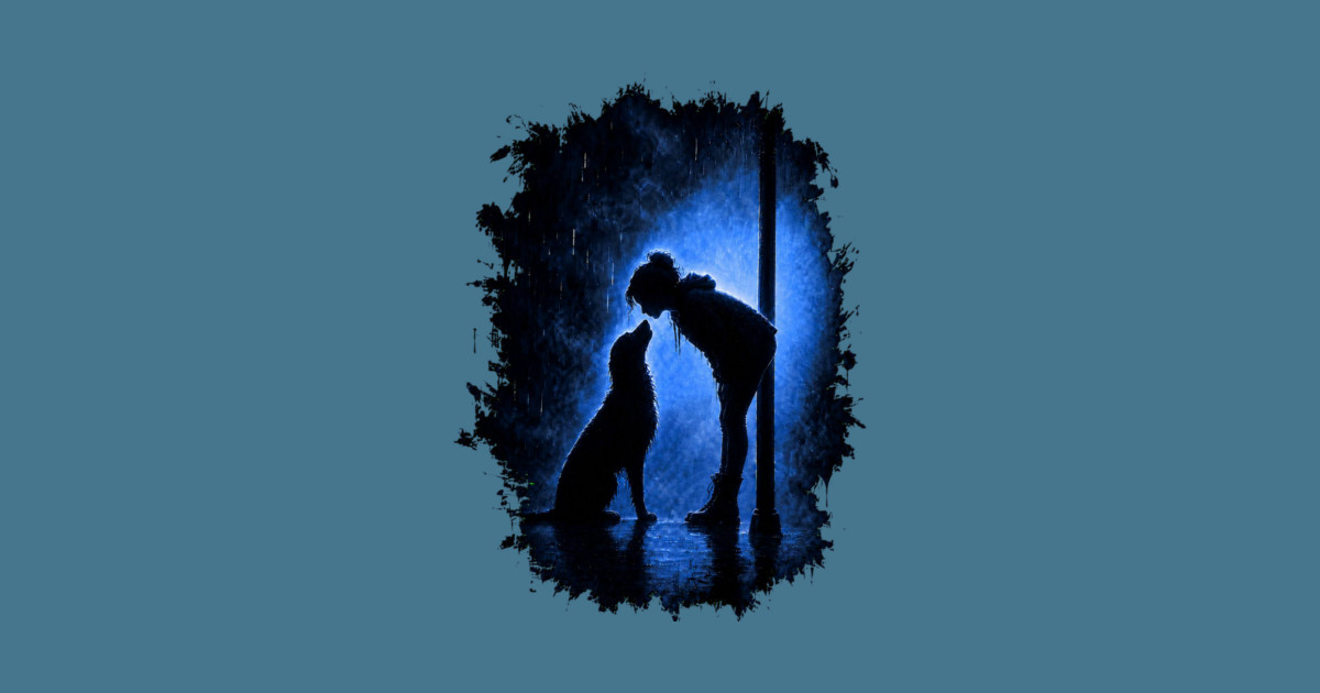 Girl And Her Dog In The Rain Long Sleeve T-Shirt - Image 2