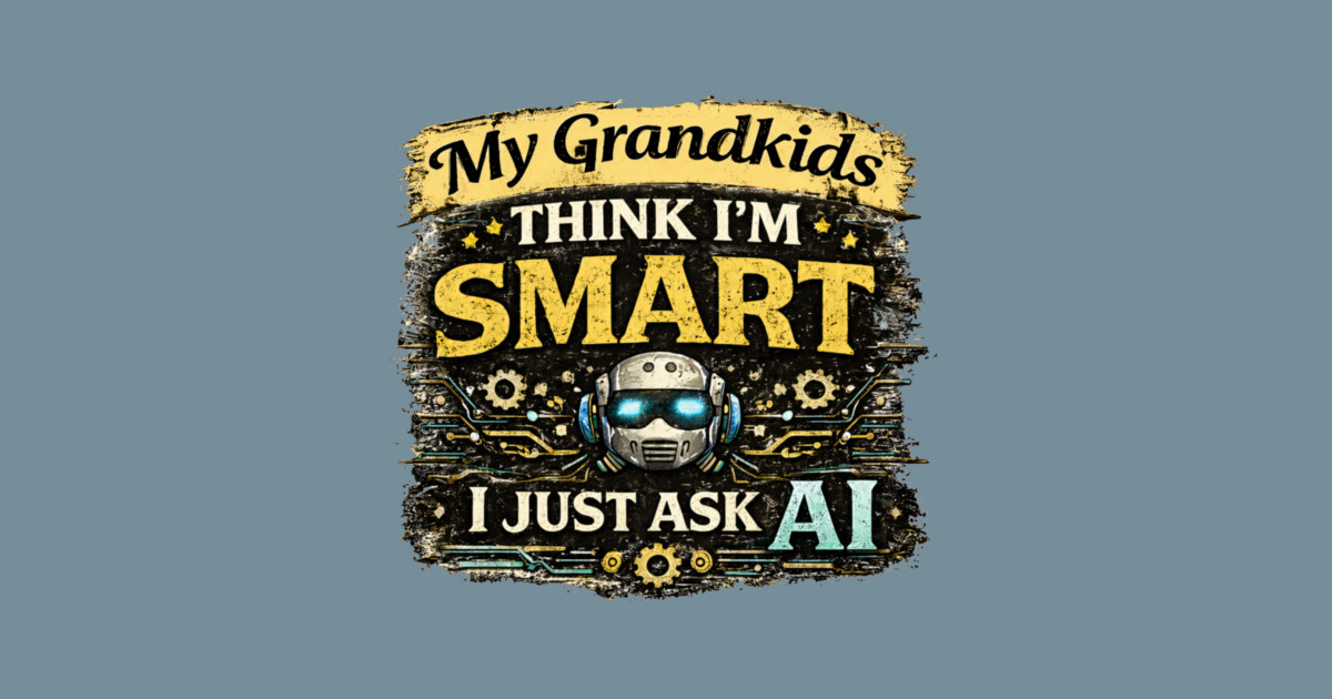 My Grandkids Think I'm Smart, I Just Ask AI - Funny Sticker - Image 2