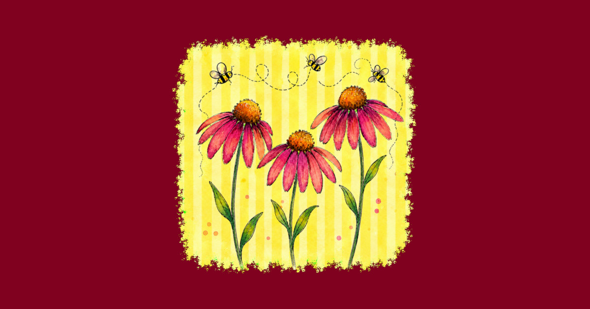 Coneflower with Stripes Hoodie - Image 2